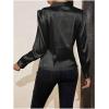 imageSOLY HUX Womens Satin Silk Blouses Wrap V Neck Puff Long Sleeve Shirts Casual Office Work TopsSolid Black