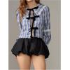 imageSOLY HUX Womens Y2k Bubble Skirt Bow Elastic Low Rise A Line Mini SkirtPure Black