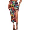 imageSOLY HUX Womens Butterfly Print Split Ruched High Waist Sexy Bodycon Midi Skirt Multicolor M