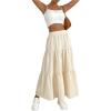 imageSOLY HUX Womens Maxi Skirt Elastic High Waist Ruffle Hem Casual Long SkirtsPlain Apricot
