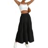 imageSOLY HUX Womens Maxi Skirt Elastic High Waist Ruffle Hem Casual Long SkirtsPlain Black