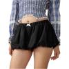 imageSOLY HUX Womens Y2k Bubble Skirt Bow Elastic Low Rise A Line Mini SkirtPure Black