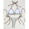 imageSOLY HUX Bathing Suit for Women Fishnet Halter Triangle String Bikini Set Tie Side Thong Two Piece SwimsuitMulticoloured