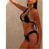 imageSOLY HUX Bathing Suit for Women Halter Triangle Knot Bikini Set Two Piece SwimsuitSolid Black