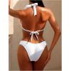 imageSOLY HUX Bathing Suit for Women Halter Triangle Knot Bikini Set Two Piece SwimsuitSolid White