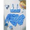 imageSOLY HUX Girls Swimsuit Set Cute Floral Print High Waisted Bikinis Bathing Suit with Cover Up SkirtsBlue Floral