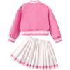 imageSOLY HUX Toddler Girls 2 Piece Outfits Letter Graphic Long Sleeve Varsity Jacket and Pleated Skirt Set Preppy ClothesHotpink Letter
