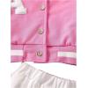 imageSOLY HUX Toddler Girls 2 Piece Outfits Letter Graphic Long Sleeve Varsity Jacket and Pleated Skirt Set Preppy ClothesHotpink Letter