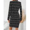 imageSOLY HUX Womens 2 Piece Outfits Plaid Long Sleeve Blazer Jacket and Bodycon Skirt Work SetsBlack and White Plaid