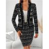 imageSOLY HUX Womens 2 Piece Outfits Plaid Long Sleeve Blazer Jacket and Bodycon Skirt Work SetsBlack and White Plaid