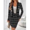 imageSOLY HUX Womens 2 Piece Outfits Plaid Long Sleeve Blazer Jacket and Bodycon Skirt Work SetsBlack and White Plaid