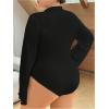 imageSOLY HUX Womens Plus Size Bodysuit Mock Neck Bell Long Sleeve Bodysuit T Shirt TopsPlain Black