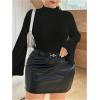 imageSOLY HUX Womens Plus Size Bodysuit Mock Neck Bell Long Sleeve Bodysuit T Shirt TopsPlain Black