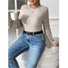 imageSOLY HUX Womens Plus Size Bodysuit Mock Neck Bell Long Sleeve Bodysuit T Shirt TopsPure Grey