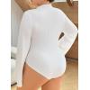 imageSOLY HUX Womens Plus Size Bodysuit Mock Neck Bell Long Sleeve Bodysuit T Shirt TopsPure White