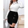 imageSOLY HUX Womens Plus Size Button Front Wrap Asymmetrical Hem Bodycon Skirt High Waist Mini SkirtsPure Black