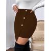imageSOLY HUX Womens Plus Size Button Front Wrap Asymmetrical Hem Bodycon Skirt High Waist Mini SkirtsPure Brown