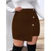 imageSOLY HUX Womens Plus Size Button Front Wrap Asymmetrical Hem Bodycon Skirt High Waist Mini SkirtsPure Brown