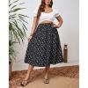 imageSOLY HUX Womens Plus Size Vintage High Waist A Line Flared Midi Skirt Floral Print Casual Long SkirtsBlack