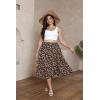 imageSOLY HUX Womens Plus Size Vintage High Waist A Line Flared Midi Skirt Floral Print Casual Long SkirtsFlower Black