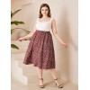 imageSOLY HUX Womens Plus Size Vintage High Waist A Line Flared Midi Skirt Floral Print Casual Long SkirtsRed Floral