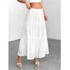 imageSOLY HUX Womens Ruffle Hem Skirt Frill Elastic Waist Casual Summer Flowy Long SkirtsSolid White