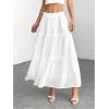 imageSOLY HUX Womens Ruffle Hem Skirt Frill Elastic Waist Casual Summer Flowy Long SkirtsSolid White