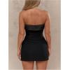 imageSOLY HUX Womens Strapless Tube Dress Button Front Elegant Cocktail Bodycon Mini DressesPure Black