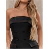imageSOLY HUX Womens Strapless Tube Dress Button Front Elegant Cocktail Bodycon Mini DressesPure Black