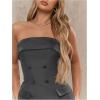 imageSOLY HUX Womens Strapless Tube Dress Button Front Elegant Cocktail Bodycon Mini DressesSolid Dark Grey
