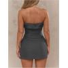 imageSOLY HUX Womens Strapless Tube Dress Button Front Elegant Cocktail Bodycon Mini DressesSolid Dark Grey