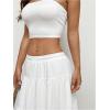 imageSOLY HUX Womens Summer 2 Piece Outfits Bandeau Tube Top and Ruffle Hem Long Skirt SetPlain White