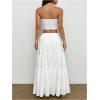 imageSOLY HUX Womens Summer 2 Piece Outfits Bandeau Tube Top and Ruffle Hem Long Skirt SetPlain White