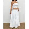 imageSOLY HUX Womens Summer 2 Piece Outfits Bandeau Tube Top and Ruffle Hem Long Skirt SetPlain White