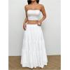imageSOLY HUX Womens Summer 2 Piece Outfits Bandeau Tube Top and Ruffle Hem Long Skirt SetPlain White