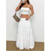 imageSOLY HUX Womens Summer 2 Piece Outfits Bandeau Tube Top and Ruffle Hem Long Skirt SetPlain White