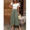 imageSOLY HUX Womens Summer Boho Print Split Skirt Tie Front High Waist A Line Long Skirts Green Printed Medium