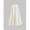 imageSOLY HUX Womens Summer Ruffle Flowy Skirts Elastic Waist Maxi Skirt A Line Beach Long SkirtsPure Beige