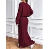 imageSOLY HUX Womens Sweater Outfits Set Cable Knit Long Sleeve Crop Top Bodycon Maxi Skirts 2 Piece SetsPure Burgundy