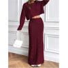 imageSOLY HUX Womens Sweater Outfits Set Cable Knit Long Sleeve Crop Top Bodycon Maxi Skirts 2 Piece SetsPure Burgundy