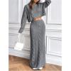 imageSOLY HUX Womens Sweater Outfits Set Cable Knit Long Sleeve Crop Top Bodycon Maxi Skirts 2 Piece SetsPure Grey
