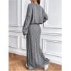 imageSOLY HUX Womens Sweater Outfits Set Cable Knit Long Sleeve Crop Top Bodycon Maxi Skirts 2 Piece SetsPure Grey