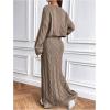 imageSOLY HUX Womens Sweater Outfits Set Cable Knit Long Sleeve Crop Top Bodycon Maxi Skirts 2 Piece SetsPure Khaki