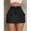 imageSOLY HUX Womens Y2k Denim Skirts High Waisted Summer Mini Cargo Skirt with PocketsPure Black