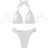 imageSOLY HUX Bathing Suit for Women Halter Triangle Knot Bikini Set Two Piece SwimsuitSolid White