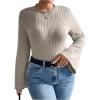imageSOLY HUX Womens Plus Size Bodysuit Mock Neck Bell Long Sleeve Bodysuit T Shirt TopsPure Grey
