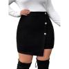 imageSOLY HUX Womens Plus Size Button Front Wrap Asymmetrical Hem Bodycon Skirt High Waist Mini SkirtsPure Black