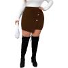 imageSOLY HUX Womens Plus Size Button Front Wrap Asymmetrical Hem Bodycon Skirt High Waist Mini SkirtsPure Brown