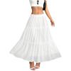 imageSOLY HUX Womens Ruffle Hem Skirt Frill Elastic Waist Casual Summer Flowy Long SkirtsSolid White