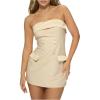 imageSOLY HUX Womens Strapless Tube Dress Button Front Elegant Cocktail Bodycon Mini DressesSolid Apricot